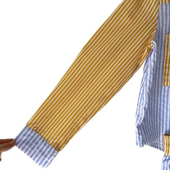 Azura Stripe Set Yellow Blue White Shorts Button Down Shirt size medium - Picture 2 of 12